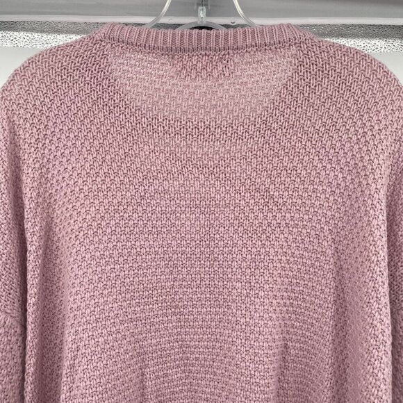 It's Our Time Cable Knit Sweater Criss Cross Neck Long Sleeve Pink Size Large - Picture 6 of 9